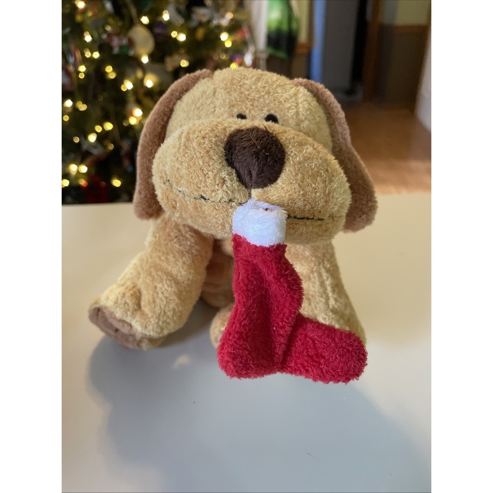 VINTAGE TY Pluffies "Goodies" Christmas Puppy Dog Plush Holding Stocking w/ Tag